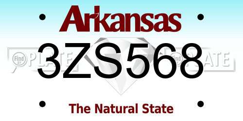 3ZS568 Arkansas License Plate