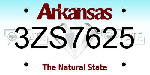 3ZS7625 Arkansas License Plate