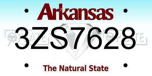3ZS7628 Arkansas License Plate