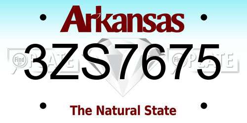 3ZS7675 Arkansas License Plate