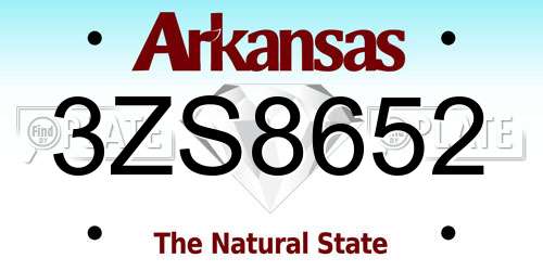 3ZS8652 Arkansas License Plate