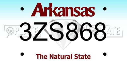 3ZS868 Arkansas License Plate