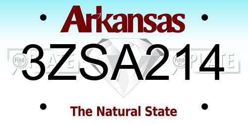 3ZSA214 Arkansas License Plate