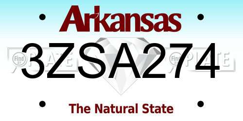 3ZSA274 Arkansas License Plate