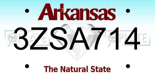 3ZSA714 Arkansas License Plate