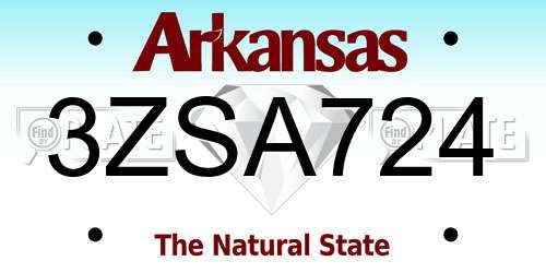 3ZSA724 Arkansas License Plate
