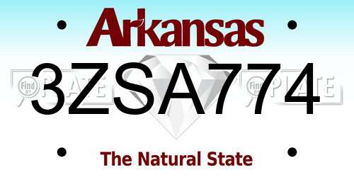 3ZSA774 Arkansas License Plate