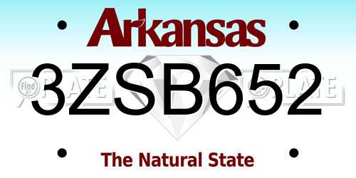 3ZSB652 Arkansas License Plate