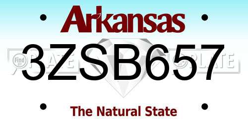 3ZSB657 Arkansas License Plate