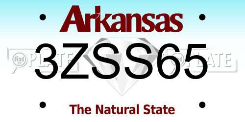 3ZSS65 Arkansas License Plate