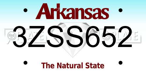 3ZSS652 Arkansas License Plate