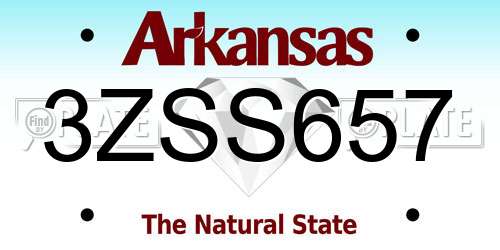 3ZSS657 Arkansas License Plate