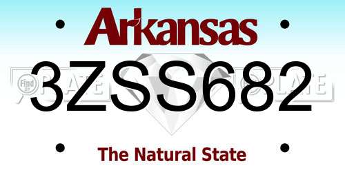 3ZSS682 Arkansas License Plate