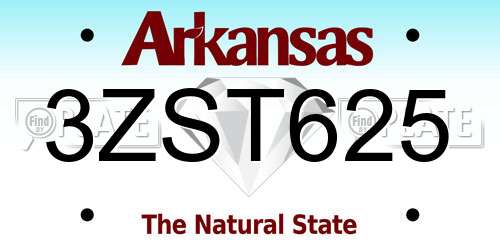 3ZST625 Arkansas License Plate