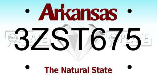 3ZST675 Arkansas License Plate