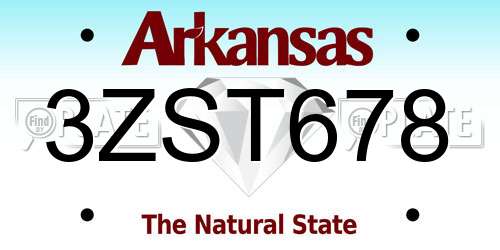 3ZST678 Arkansas License Plate