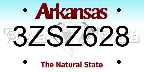 3ZSZ628 Arkansas License Plate