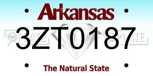 3ZT0187 Arkansas License Plate