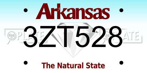 3ZT528 Arkansas License Plate