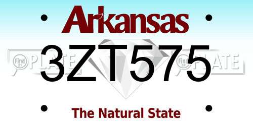 3ZT575 Arkansas License Plate