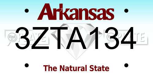 3ZTA134 Arkansas License Plate