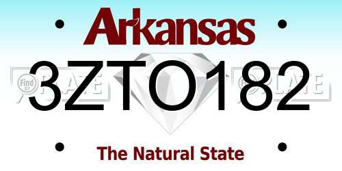3ZTO182 Arkansas License Plate