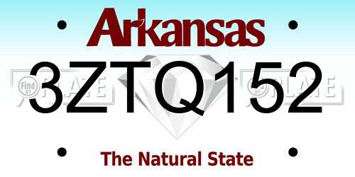 3ZTQ152 Arkansas License Plate