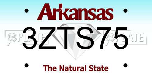 3ZTS75 Arkansas License Plate