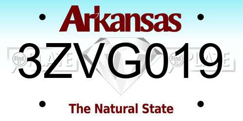 3ZVG019 Arkansas License Plate