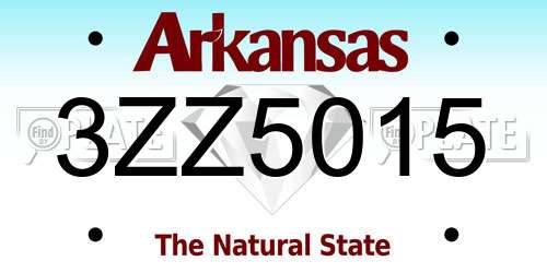 3ZZ5015 Arkansas License Plate