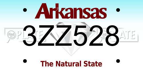 3ZZ528 Arkansas License Plate
