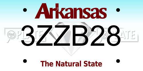 3ZZB28 Arkansas License Plate