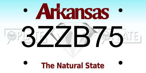 3ZZB75 Arkansas License Plate