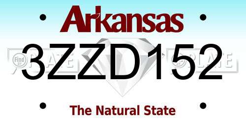 3ZZD152 Arkansas License Plate