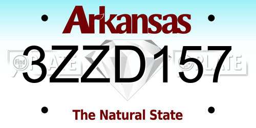 3ZZD157 Arkansas License Plate