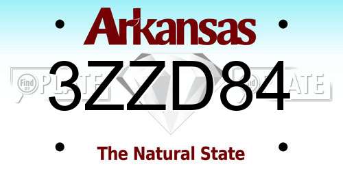3ZZD84 Arkansas License Plate