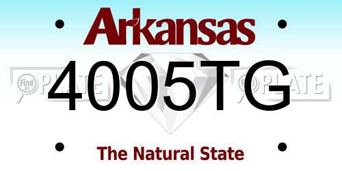4005TG Arkansas License Plate