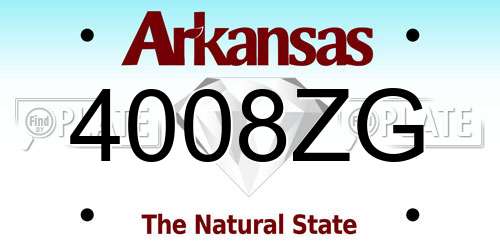 4008ZG Arkansas License Plate