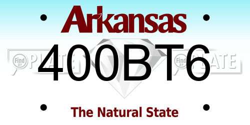 400BT6 Arkansas License Plate