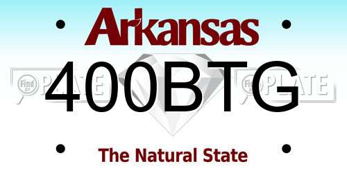 400BTG Arkansas License Plate
