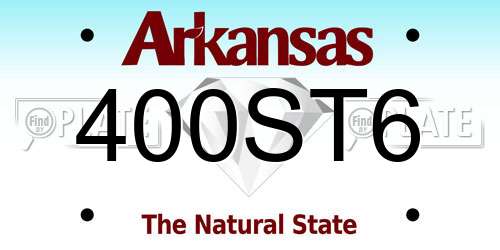 400ST6 Arkansas License Plate