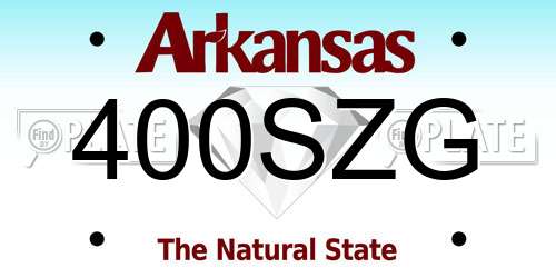 400SZG Arkansas License Plate