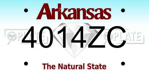 4014ZC Arkansas License Plate