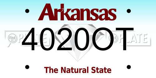 4020OT Arkansas License Plate
