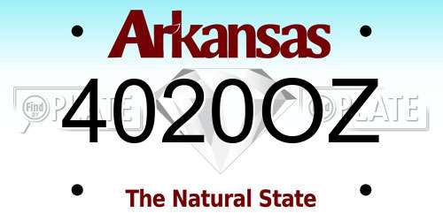 4020OZ Arkansas License Plate
