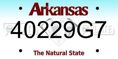 40229G7 Arkansas License Plate