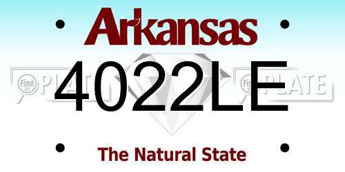4022LE Arkansas License Plate