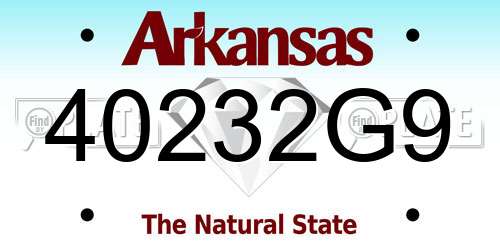 40232G9 Arkansas License Plate
