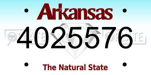 4025576 Arkansas License Plate