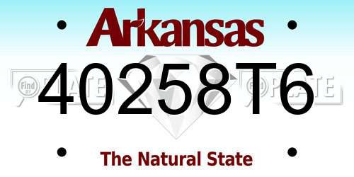 40258T6 Arkansas License Plate